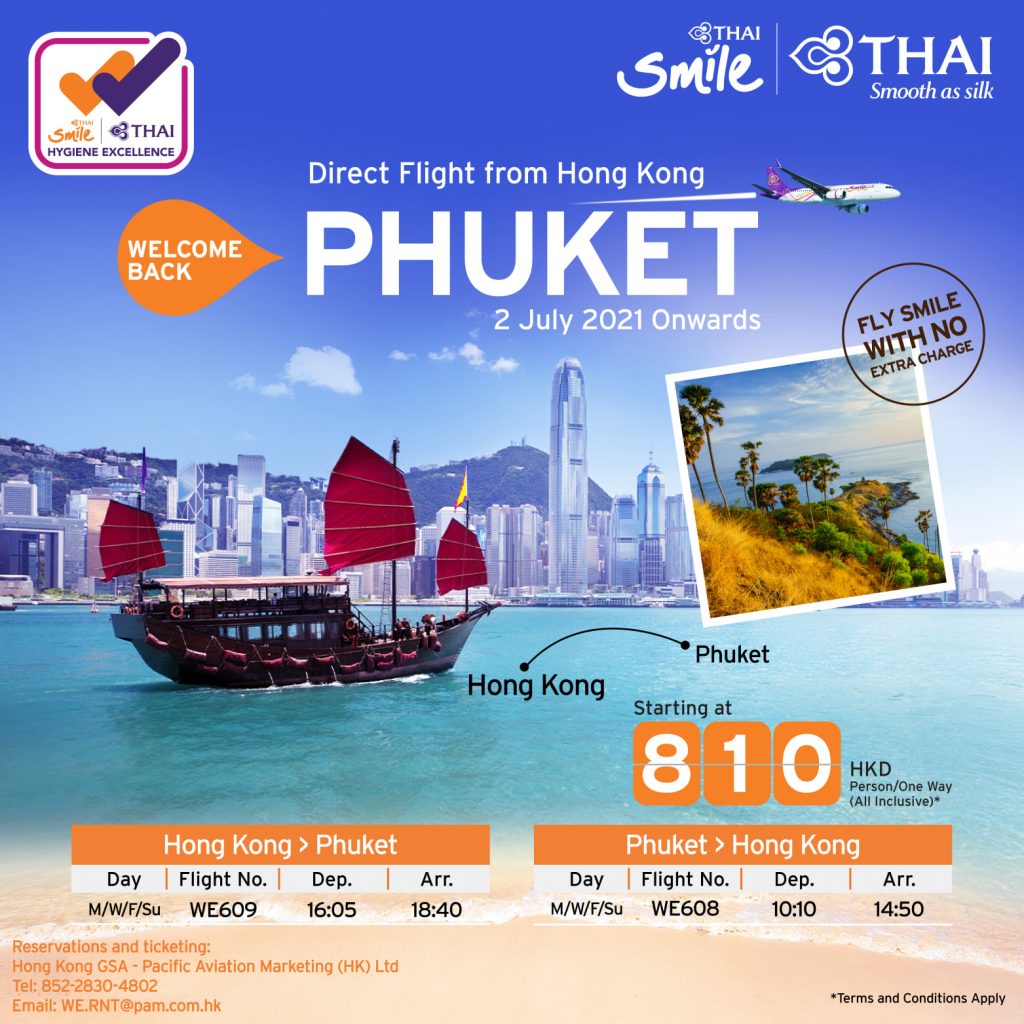 THAI Smiles resumes Hong Kong-Phuket flights